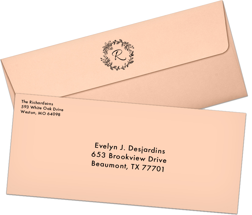 Blush Pink 32lb #10 Square Flap Envelopes (4 1/8 x 9 1/2) with Peel & Seal