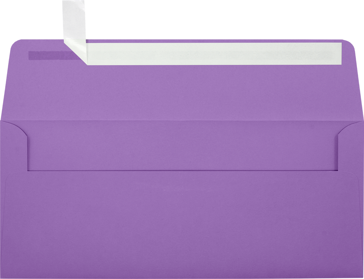 Violet Grape Purple 28lb #10 Square Flap Envelopes (4 1/8 x 9 1/2) with Peel & Seal