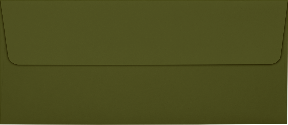 Dark Green Olive 28lb #10 Square Flap Envelopes (4 1/8 x 9 1/2) with Peel & Seal
