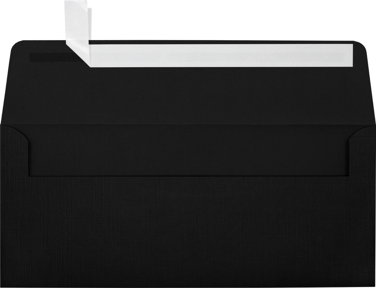 Black Linen 32lb #10 Square Flap Envelopes (4 1/8 x 9 1/2) with Peel & Seal