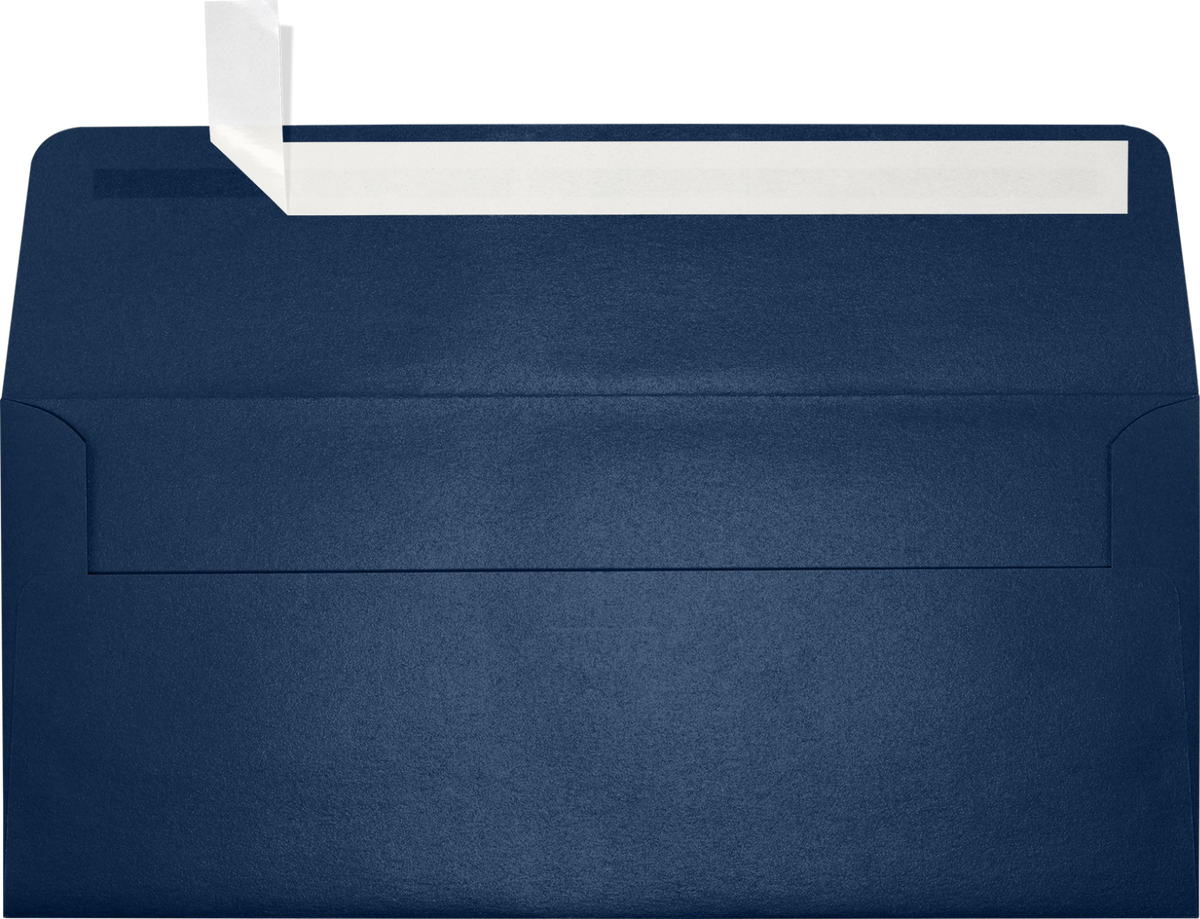 Lapis Navy Blue Metallic 32lb #10 Square Flap Envelopes (4 1/8 x 9 1/2) with Peel & Seal