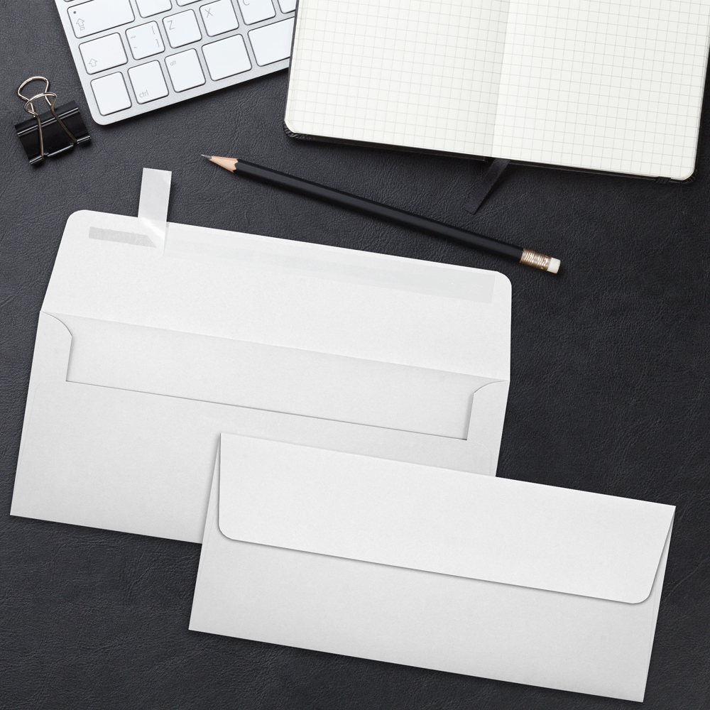 Pastel Gray 32lb #10 Square Flap Envelopes (4 1/8 x 9 1/2) with Peel & Seal