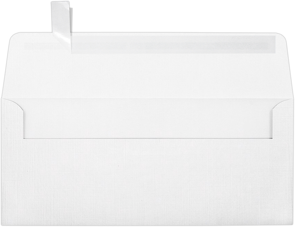 White Linen 32lb #10 Square Flap Envelopes (4 1/8 x 9 1/2) with Peel & Seal
