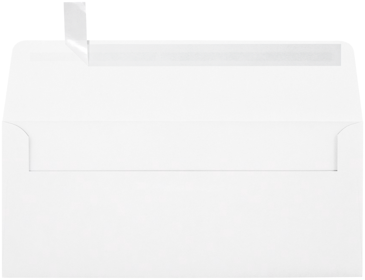 White Recycled 32lb #10 Square Flap Envelopes (4 1/8 x 9 1/2) with Peel & Seal