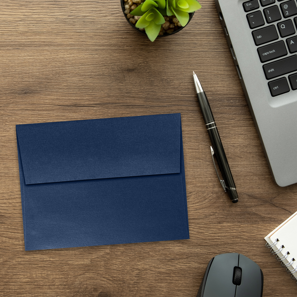 Lapis Navy Blue Metallic 32lb A2 Invitation Envelopes (4 3/8 x 5 3/4) with Peel & Seal