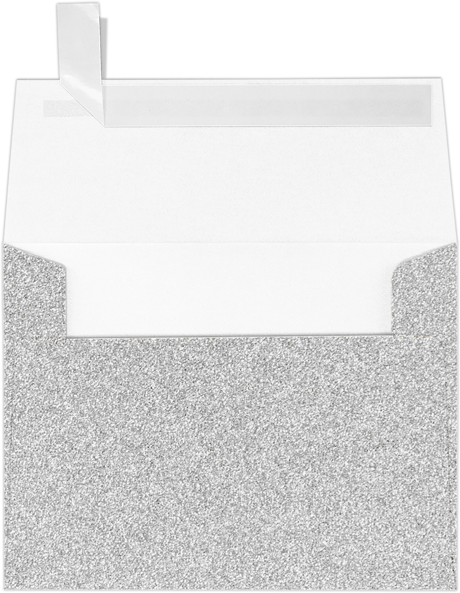 Silver Sparkle 90lb A2 Invitation Envelopes (4 3/8 x 5 3/4) with Peel & Seal