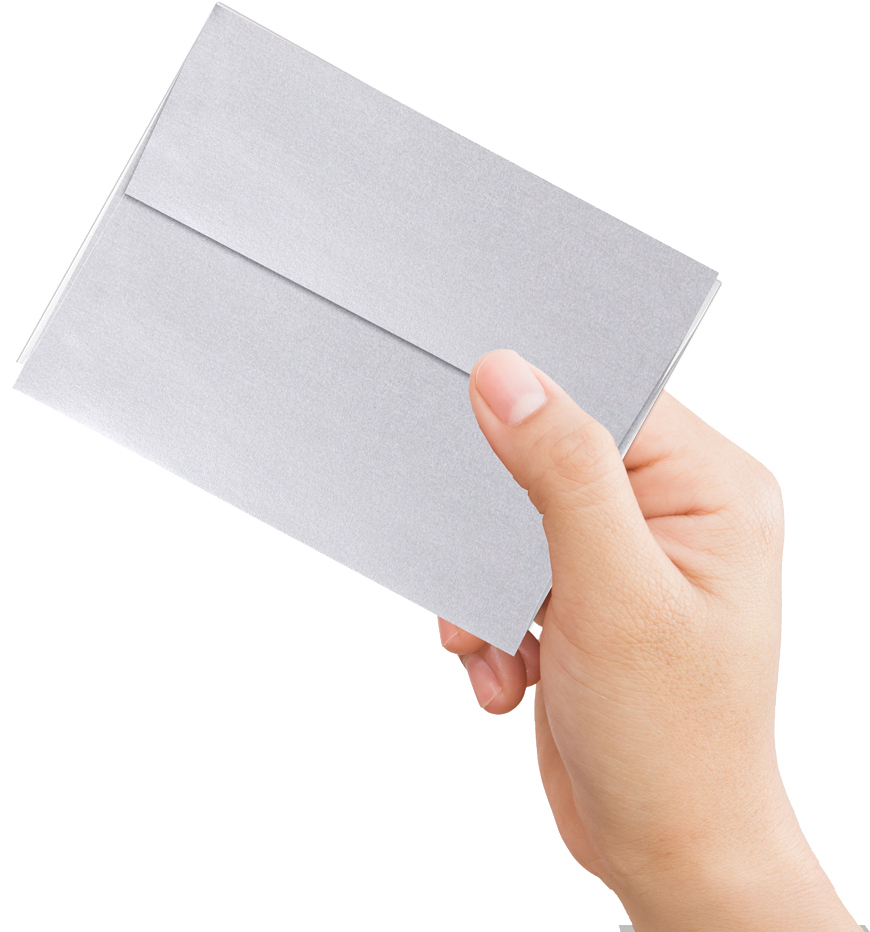 Silver Metallic 32lb A4 Invitation Envelopes (4 1/4 x 6 1/4) with Peel & Seal