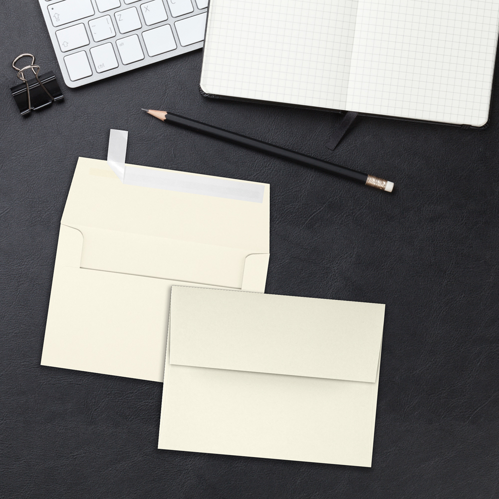 Natural Recycled 32lb A4 Invitation Envelopes (4 1/4 x 6 1/4) with Peel & Seal