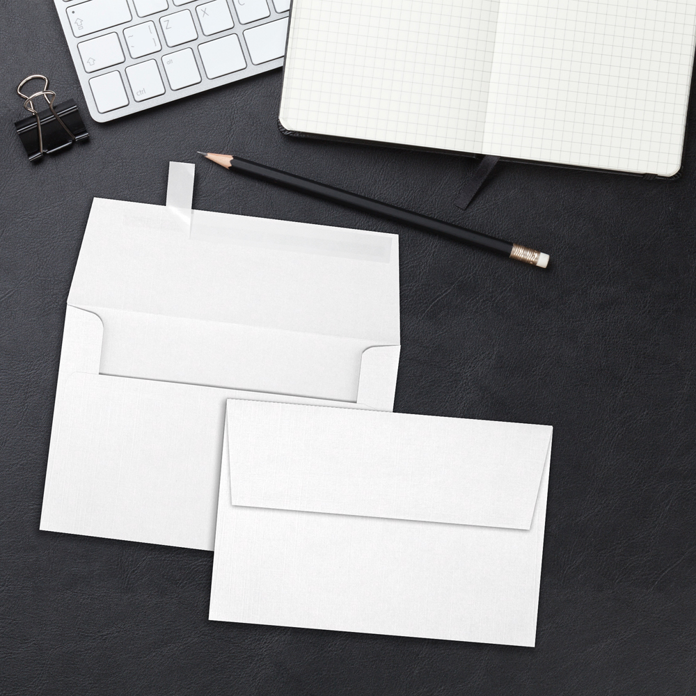 White Linen 32lb A4 Invitation Envelopes (4 1/4 x 6 1/4) with Peel & Seal