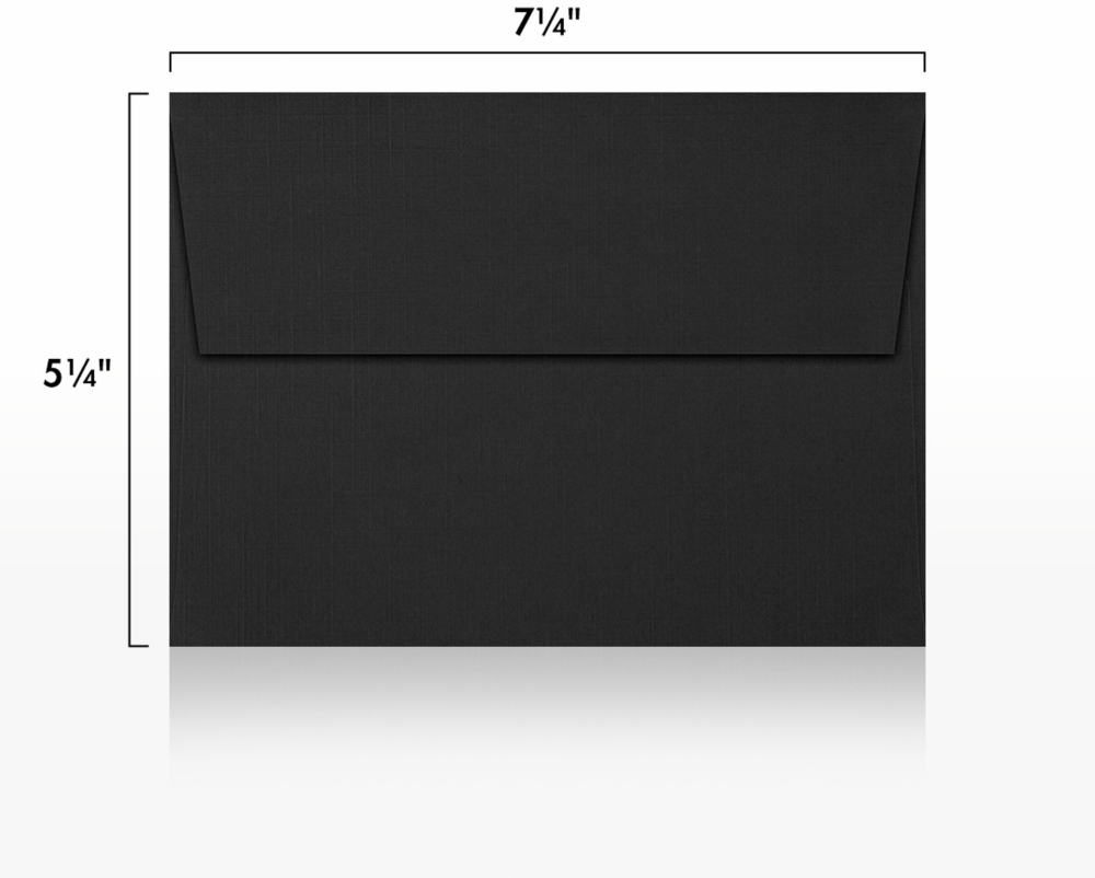 Black Linen 32lb A7 Invitation Envelopes (5 1/4 x 7 1/4) with Peel & Seal