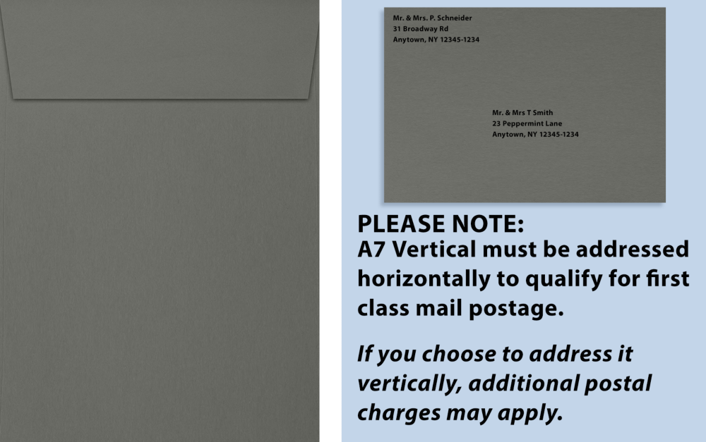 Dark Smoke Gray 32lb A7 Vertical Invitation Envelopes (5 1/4 x 7 1/4) with Peel & Seal