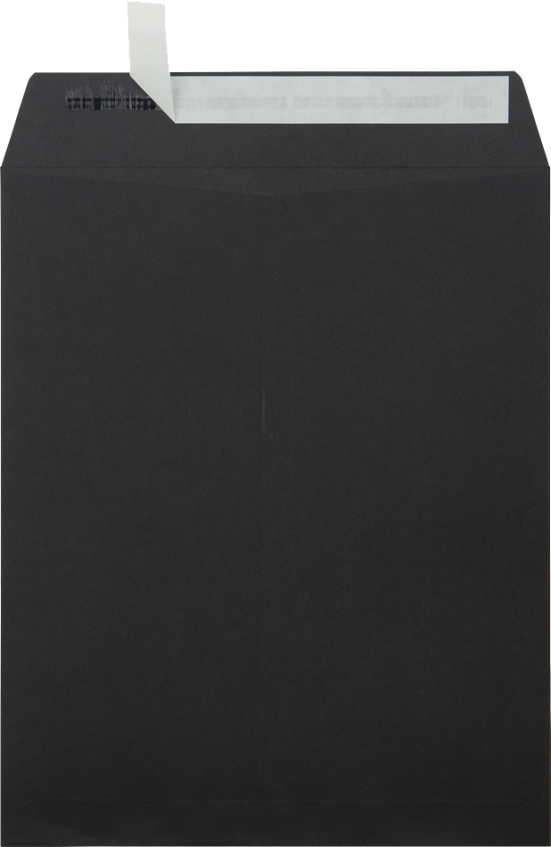 Smooth Midnight Black 32lb 8 1/2 x 10 1/2 Open End Envelopes with Peel & Seal