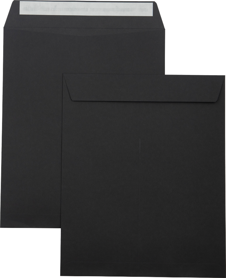 Smooth Midnight Black 32lb 8 1/2 x 10 1/2 Open End Envelopes with Peel & Seal