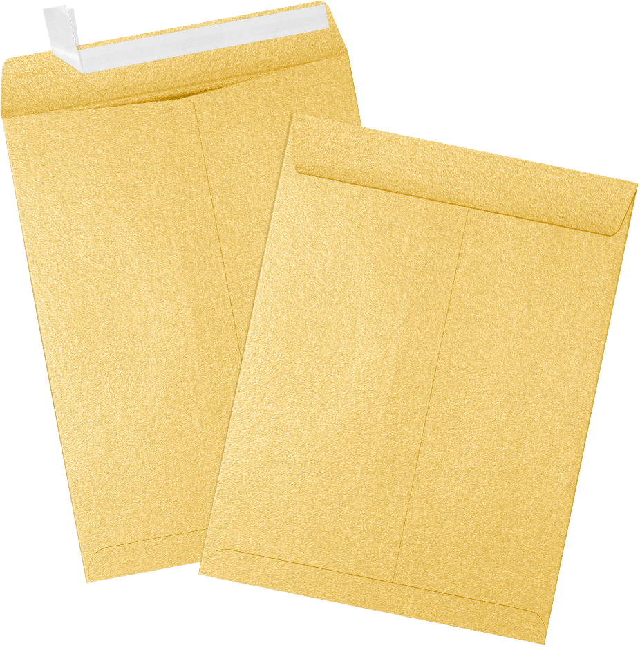Gold Metallic 32lb 9 x 12 Open End Envelopes with Peel & Seal