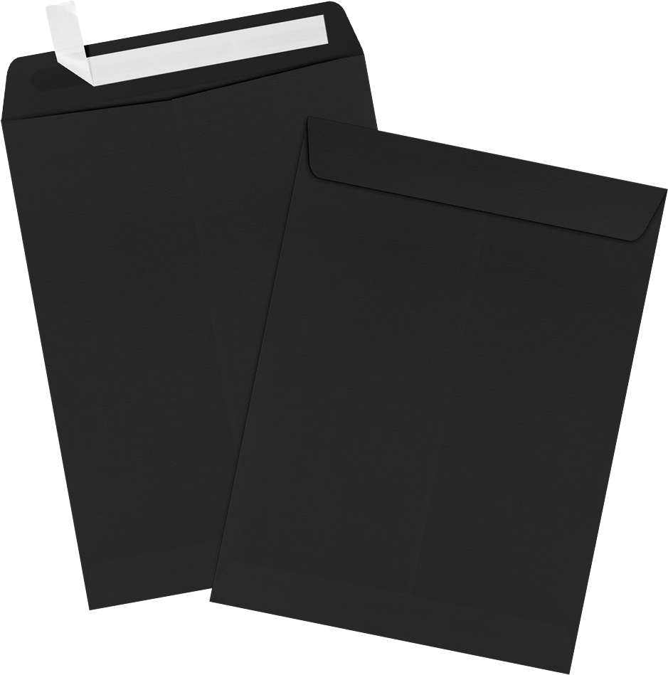 Black Linen 32lb 9 x 12 Open End Envelopes with Peel & Seal