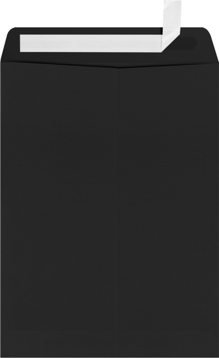 Black Linen 32lb 9 x 12 Open End Envelopes with Peel & Seal