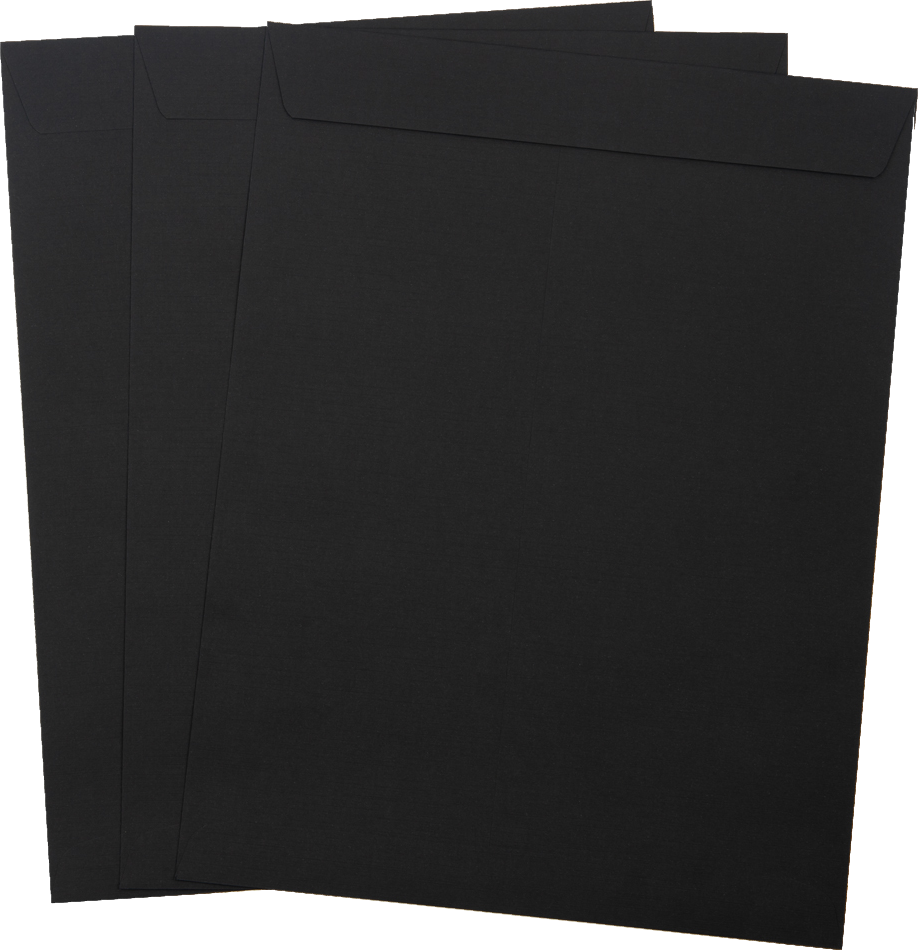 Black Linen 32lb 10 x 13 Open End Envelopes with Peel & Seal