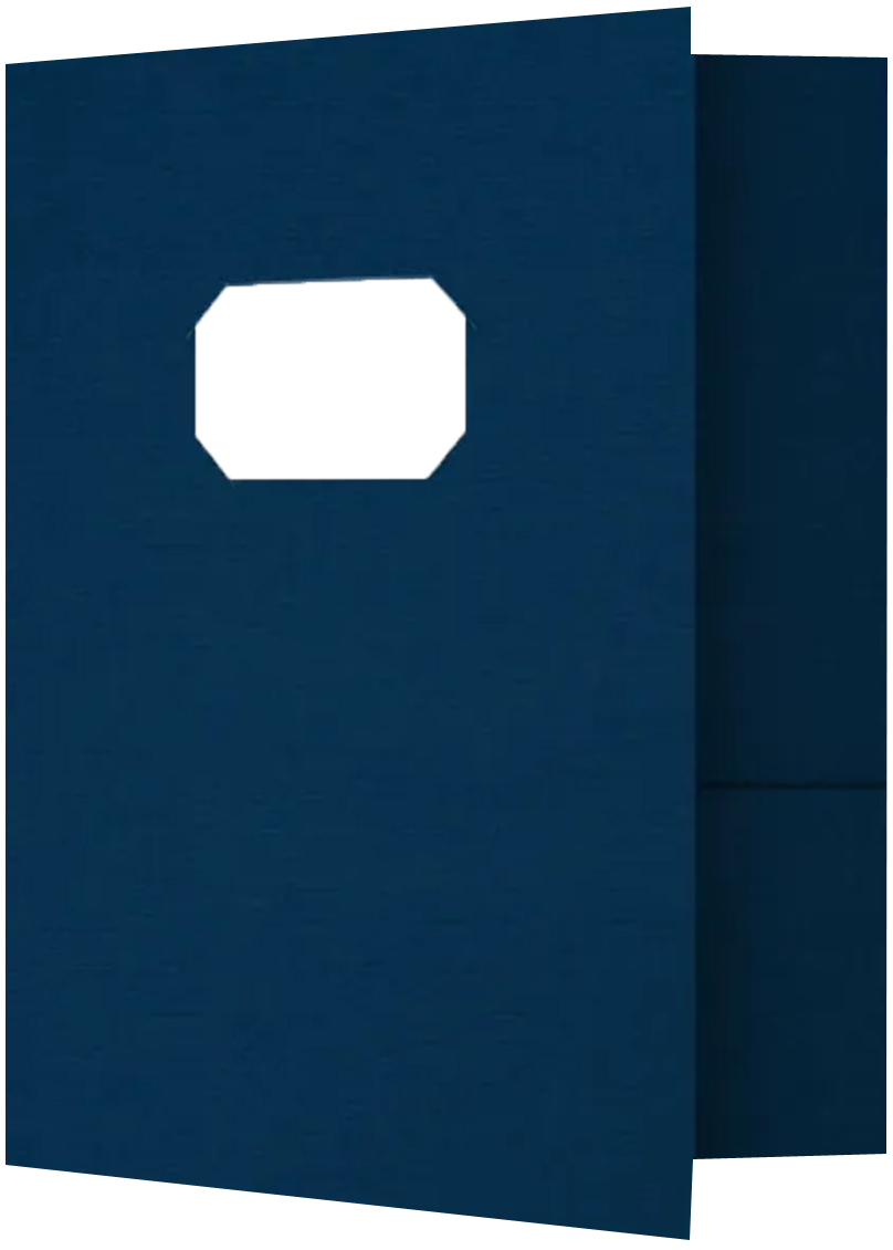 Nautical Navy Blue Linen 9 x 12 Folders with Front Cover Center Card Slits