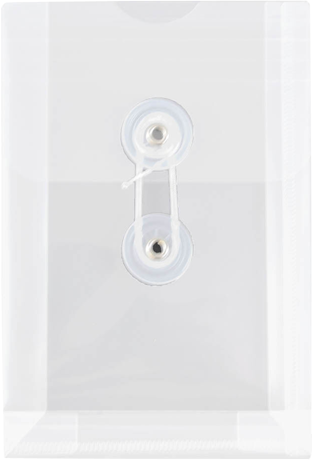 Clear 4 1/4 x 6 1/4 Open End Plastic Envelopes with Button & String