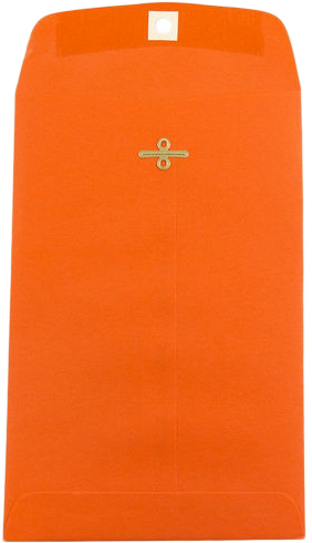 Mandarin Orange 24lb 6 x 9 Open End Envelopes with Clasp