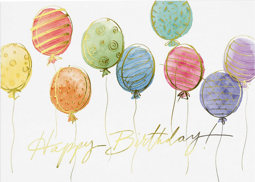 Happy Birthday Colorful Balloons Cards - 25 Pack