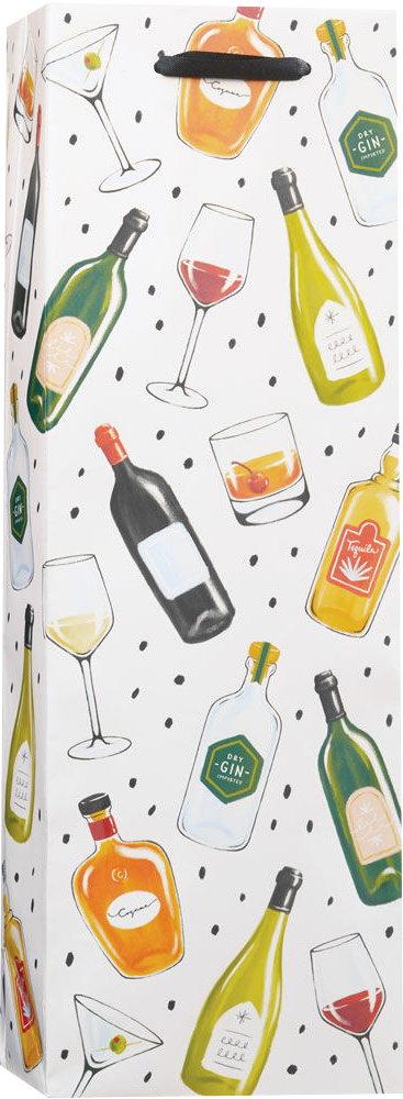 Wine Bottles and Glasses Wine Bottle Gift Bags (4 3/4 x 3 7/8 x 13 7/8)