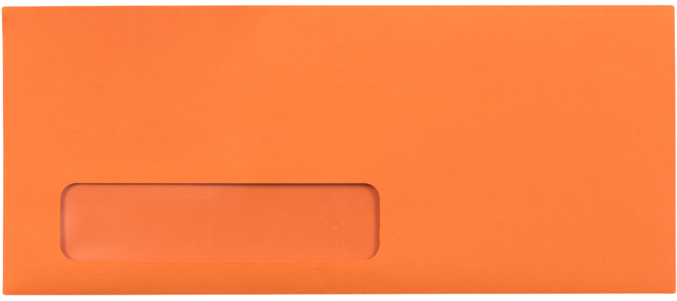 Mandarin Orange 32lb #10 Window Envelopes (4 1/8 x 9 1/2)