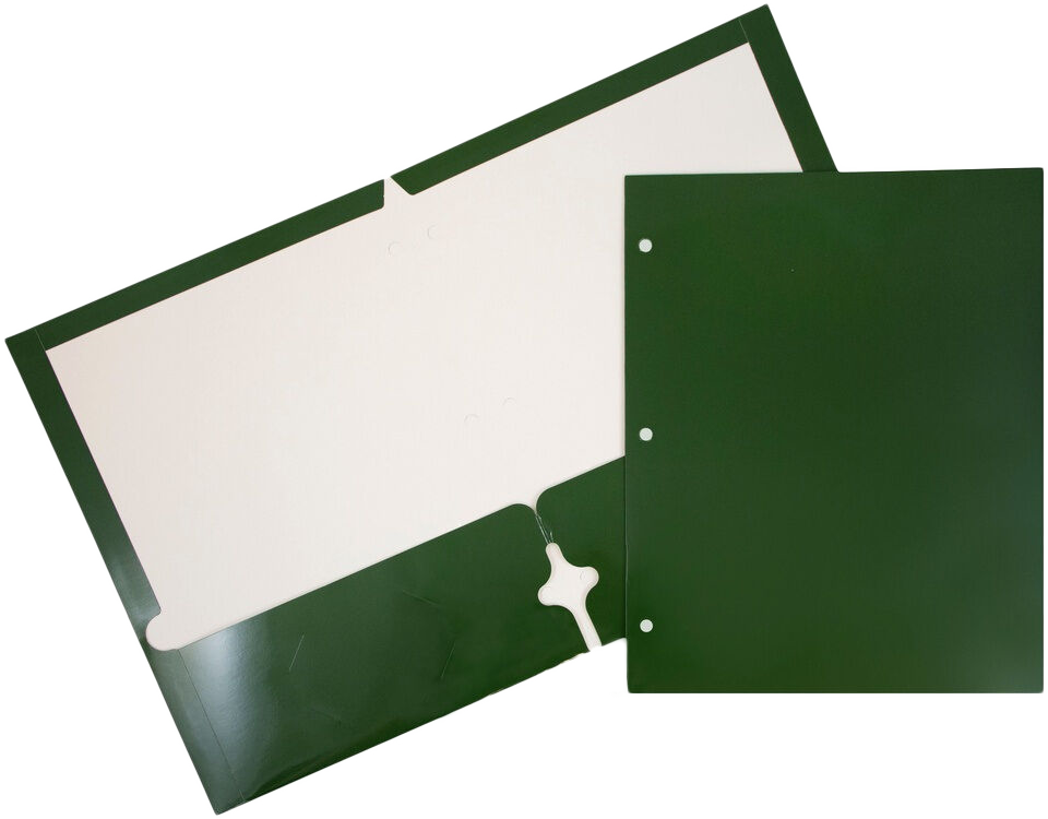 Glossy Green 9 x 12 3 Hole Punch Folders