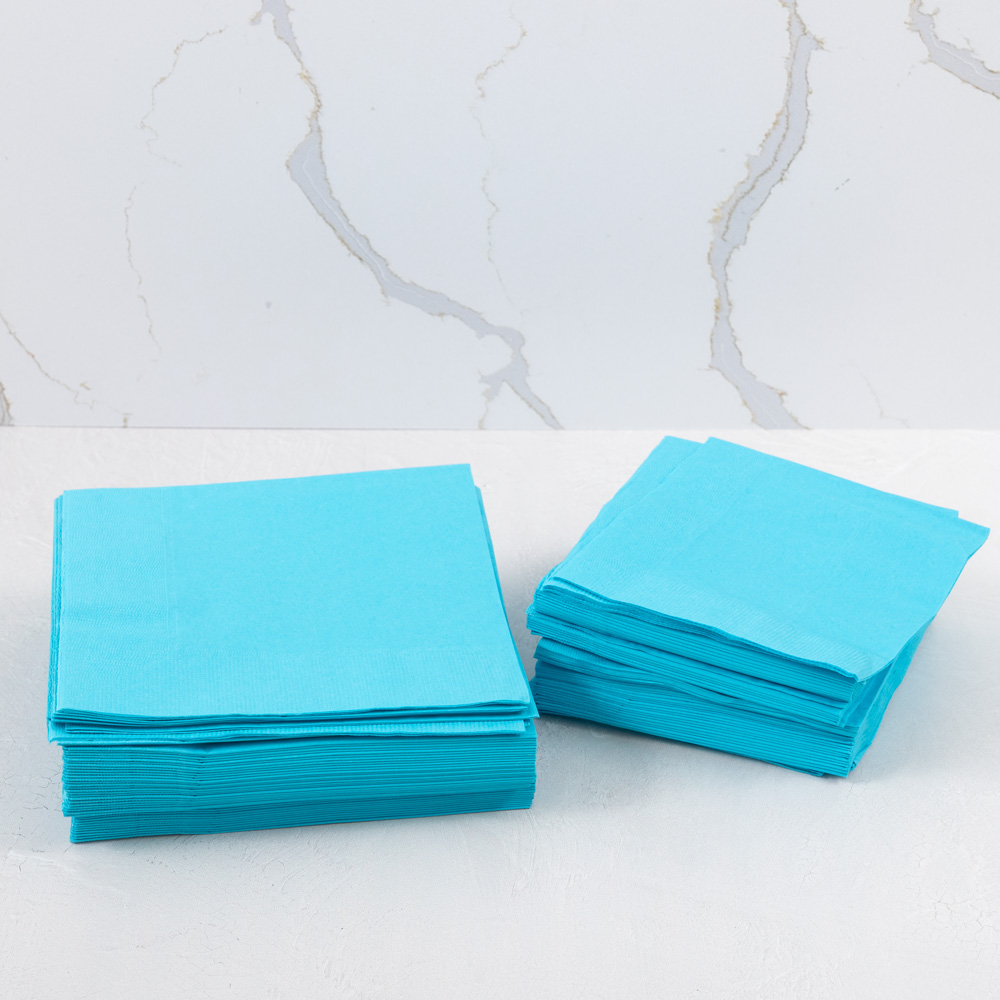 Sea Blue 5 x 5 3-Ply Beverage Napkins
