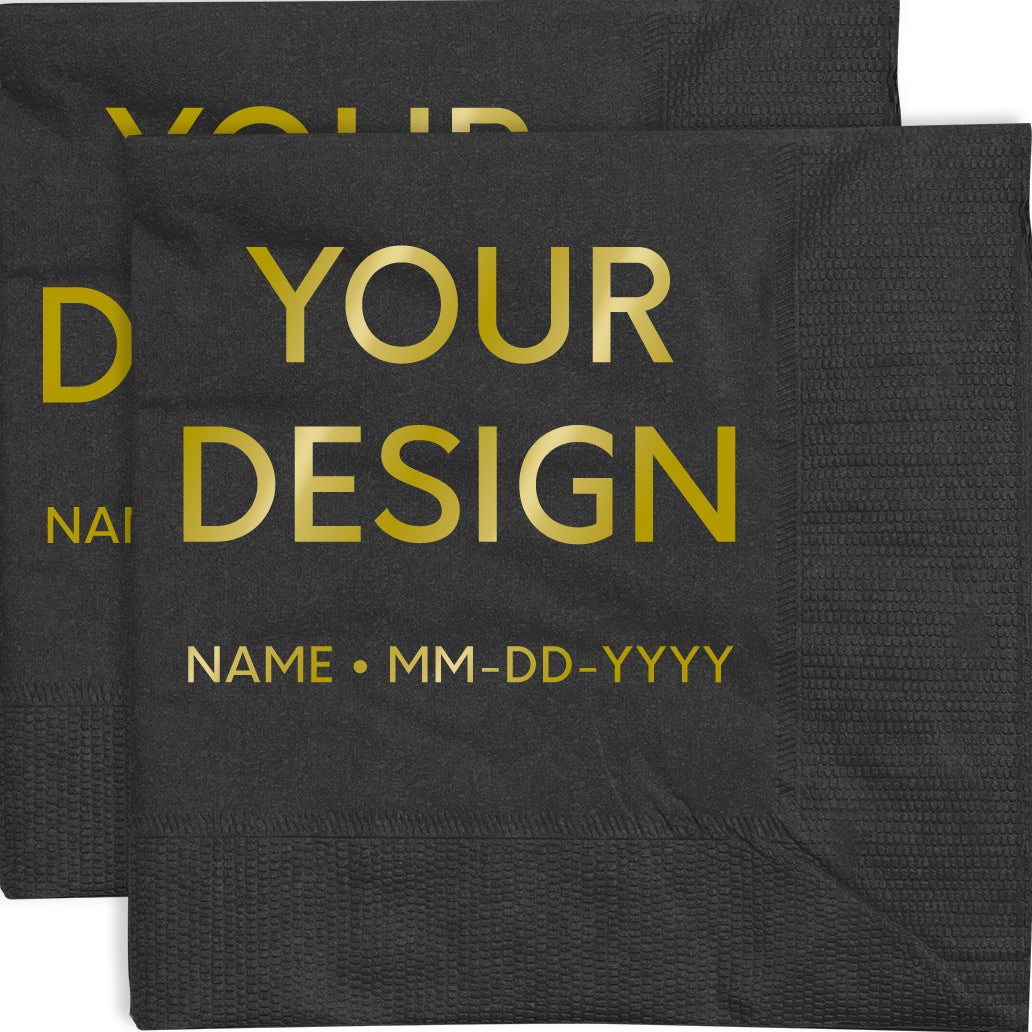 Black 5 x 5 3-Ply Beverage Napkins