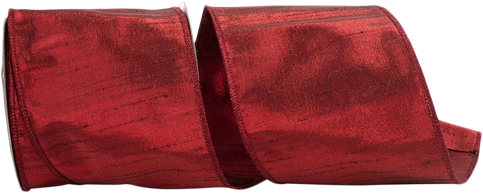 Scarlet Metallic 4 Inch x 10 Yards Dupioni Texture Wired Edge Ribbon