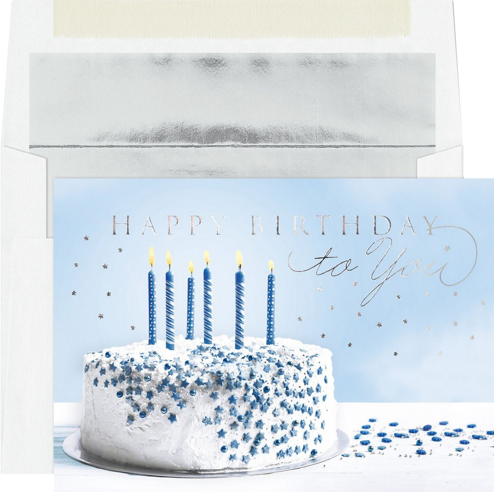 White Birthday Cake Wishes Card Set - 25 Pack