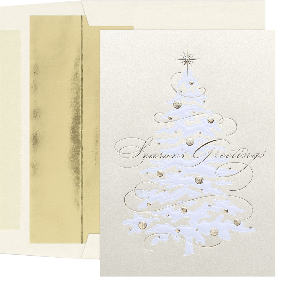 Elegant Tree Christmas Card Set - 25 Pack