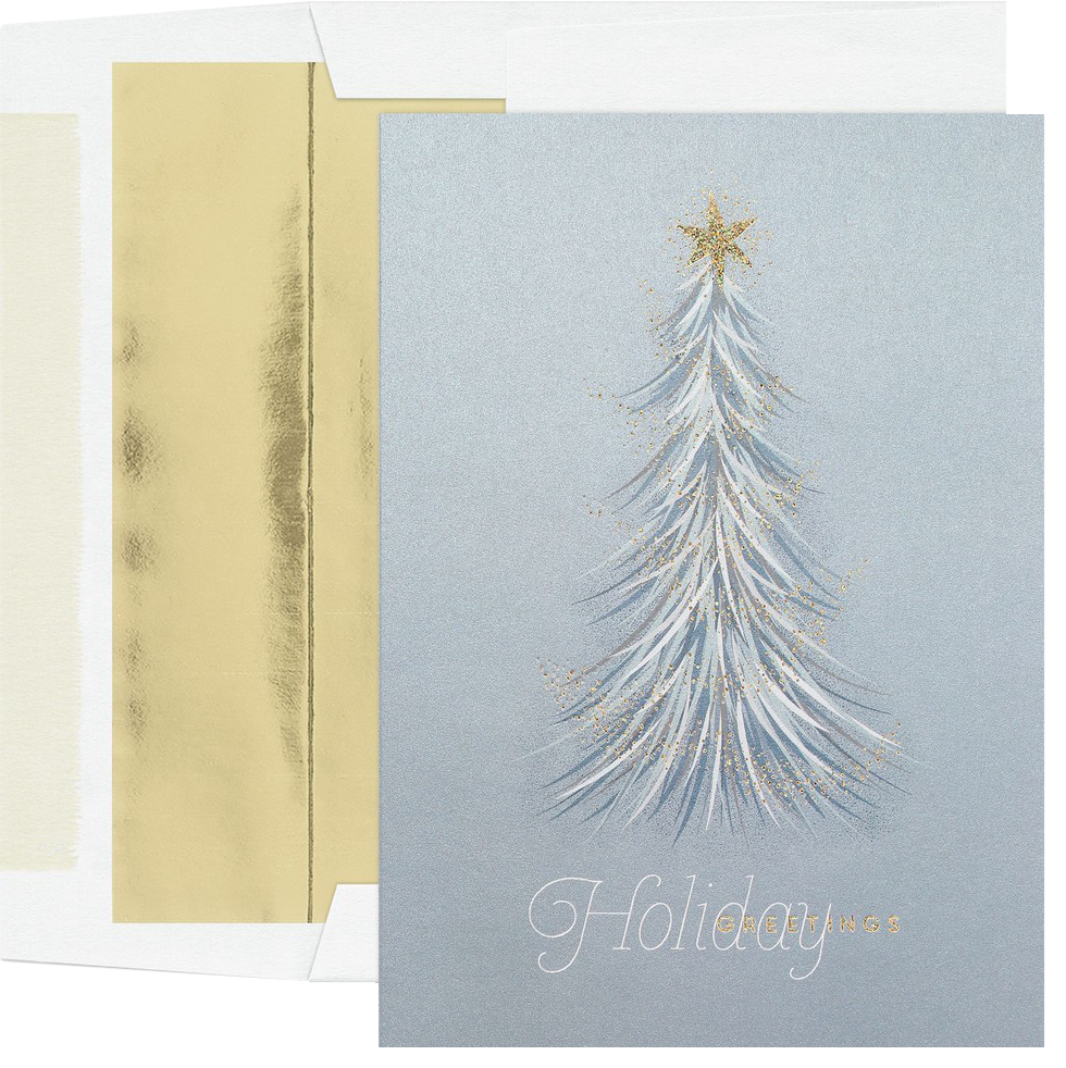 Brush Tree Christmas Card Set - 25 Pack