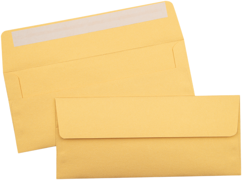 Gold Metallic 32lb #10 Square Flap Envelopes (4 1/8 x 9 1/2) with Peel & Seal