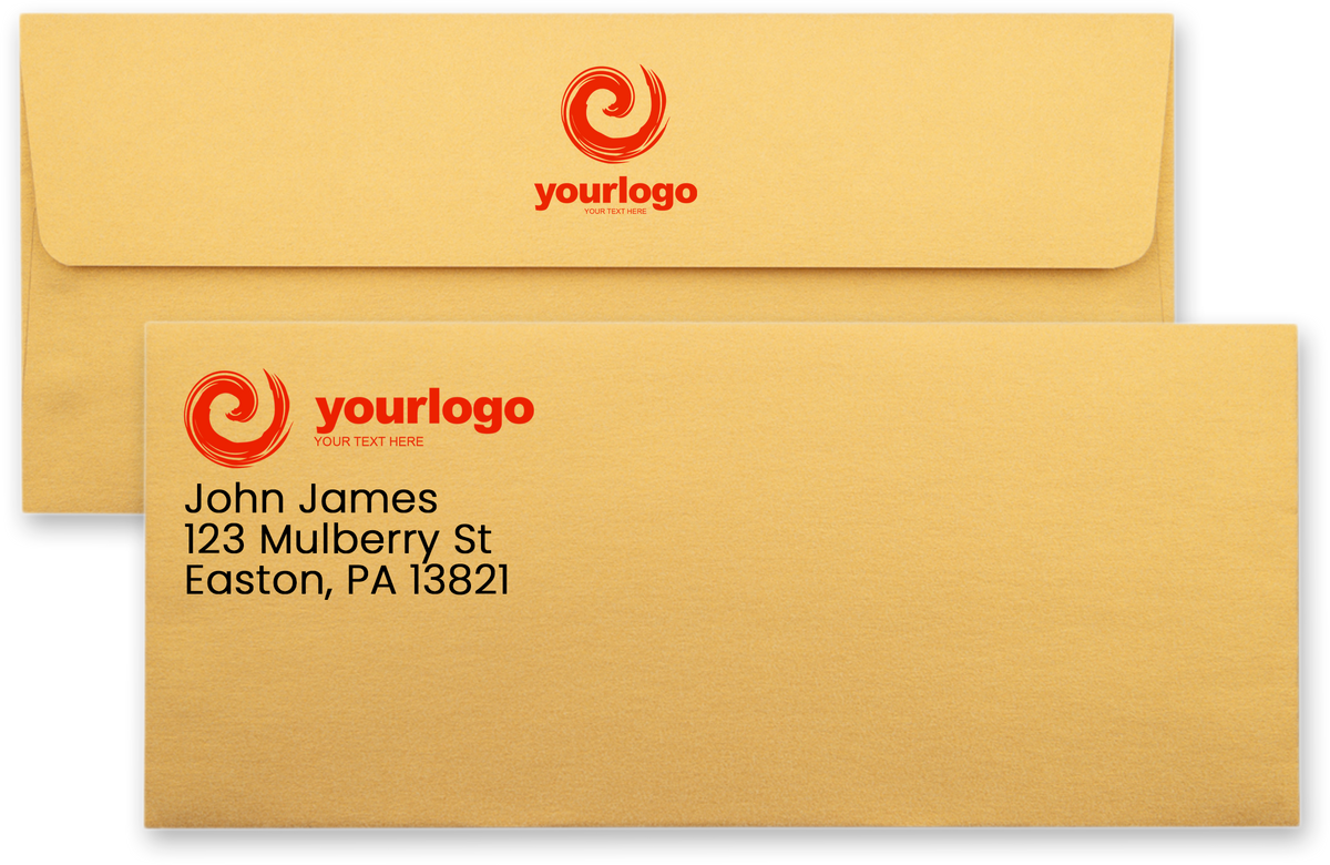 Gold Metallic 32lb #10 Square Flap Envelopes (4 1/8 x 9 1/2) with Peel & Seal