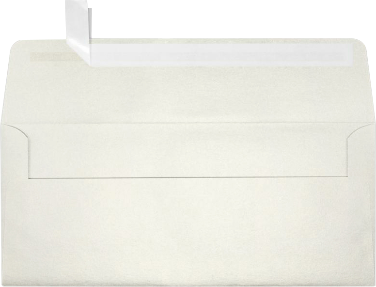 White Quartz Metallic 32lb #10 Square Flap Envelopes (4 1/8 x 9 1/2) with Peel & Seal