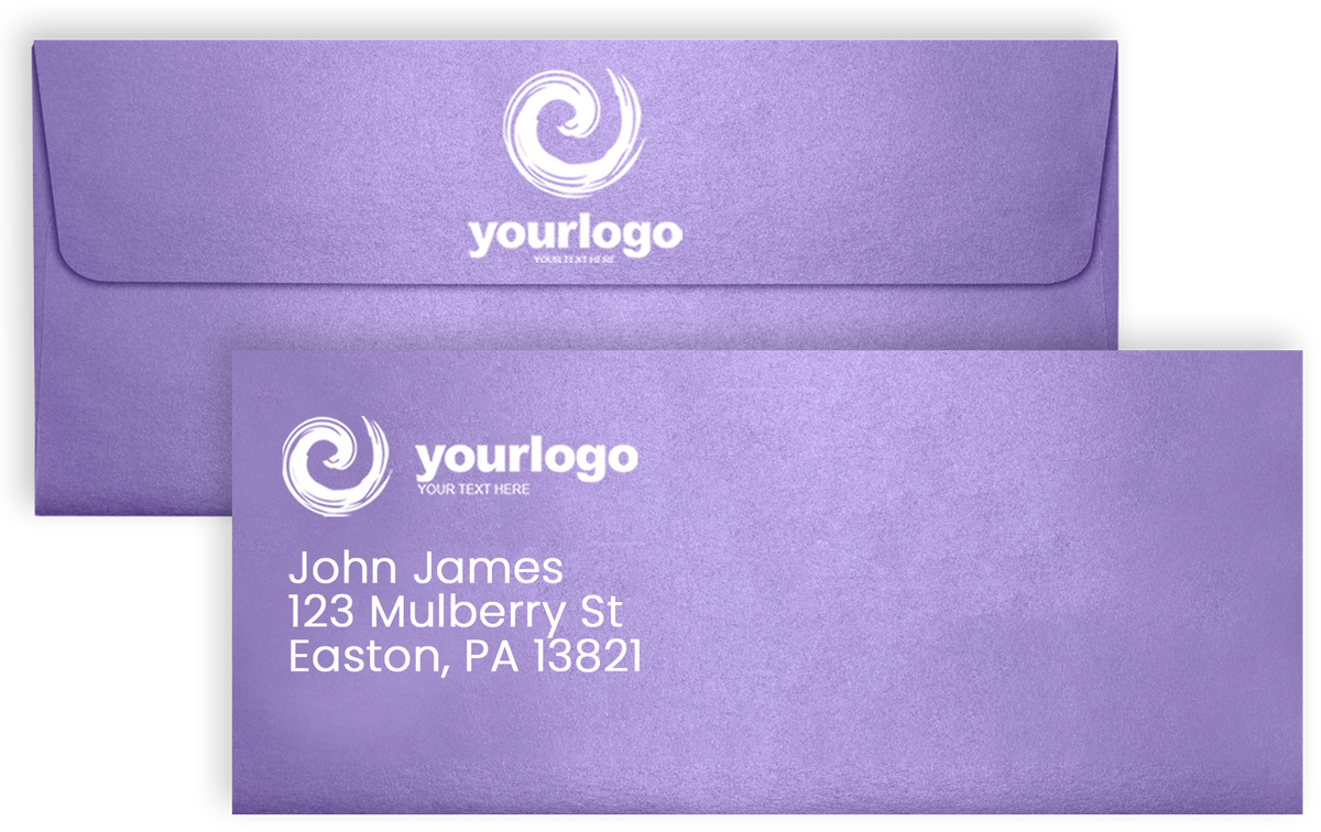 Amethyst Purple Metallic 32lb #10 Square Flap Envelopes (4 1/8 x 9 1/2) with Peel & Seal