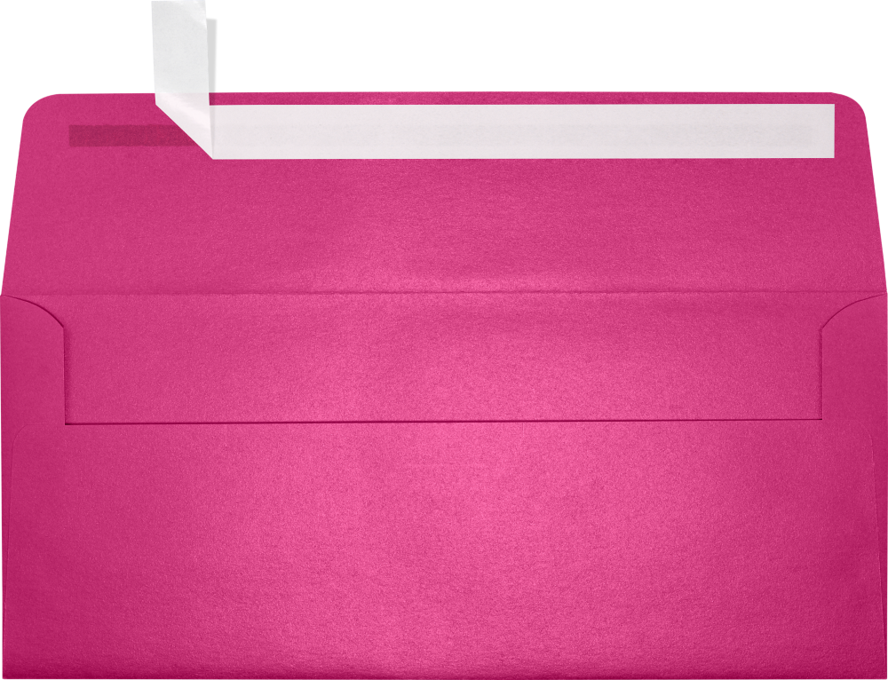Azalea Fuchsia Pink Metallic 32lb #10 Square Flap Envelopes (4 1/8 x 9 1/2) with Peel & Seal