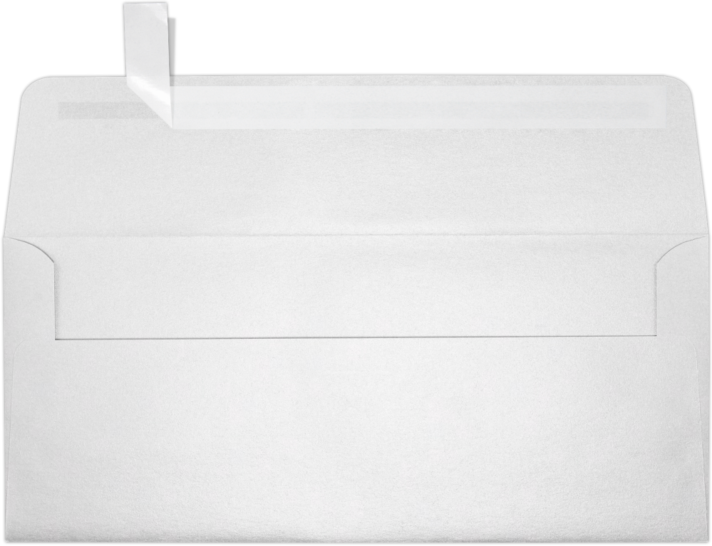 Crystal White Metallic 32lb #10 Square Flap Envelopes (4 1/8 x 9 1/2) with Peel & Seal