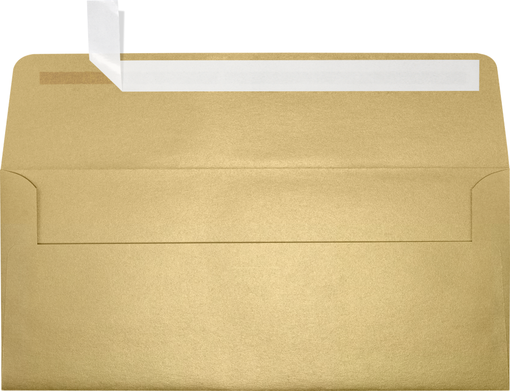 Light Gold Blonde Metallic 32lb #10 Square Flap Envelopes (4 1/8 x 9 1/2) with Peel & Seal