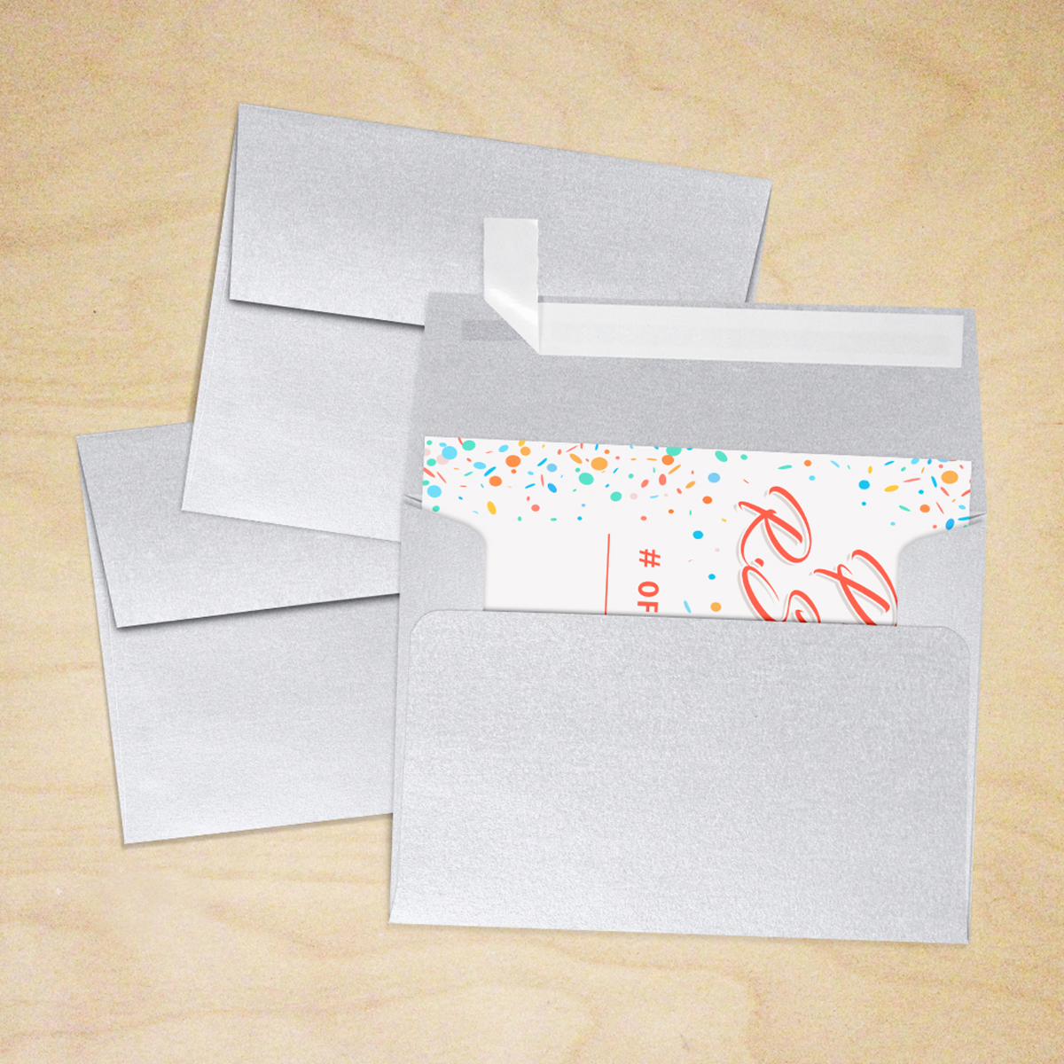 Silver Metallic 32lb A2 Invitation Envelopes (4 3/8 x 5 3/4) with Peel & Seal