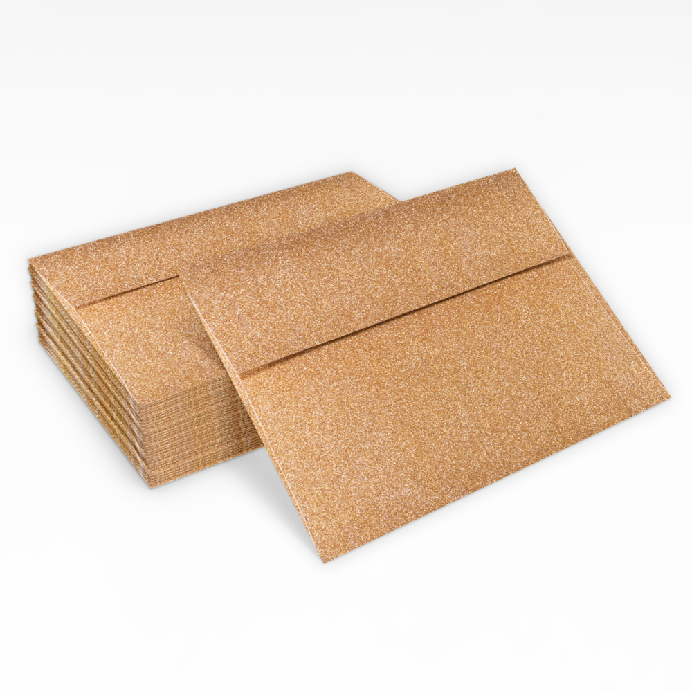 Rose Gold Sparkle 90lb A7 Invitation Envelopes (5 1/4 x 7 1/4) with Peel & Seal