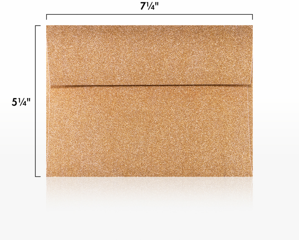 Rose Gold Sparkle 90lb A7 Invitation Envelopes (5 1/4 x 7 1/4) with Peel & Seal