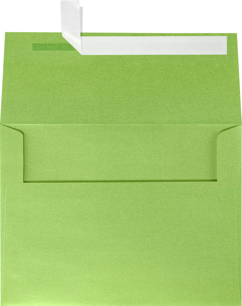 Lime Green Metallic 32lb A6 Invitation Envelopes (4 3/4 x 6 1/2) with Peel & Seal