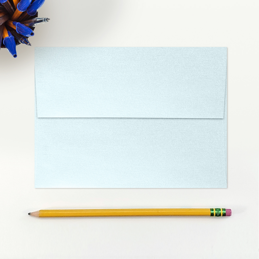 Aquamarine Blue Metallic 32lb A7 Invitation Envelopes (5 1/4 x 7 1/4) with Peel & Seal