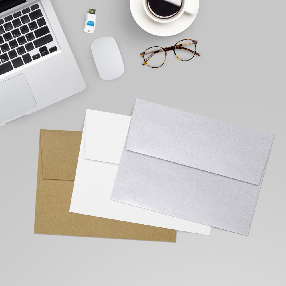 Silver Metallic 32lb A7 Invitation Envelopes (5 1/4 x 7 1/4) with Peel & Seal