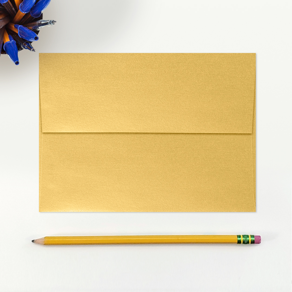 Gold Metallic 32lb A7 Invitation Envelopes (5 1/4 x 7 1/4) with Peel & Seal