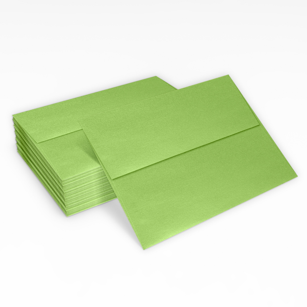 Lime Green Metallic 32lb A7 Invitation Envelopes (5 1/4 x 7 1/4) with Peel & Seal