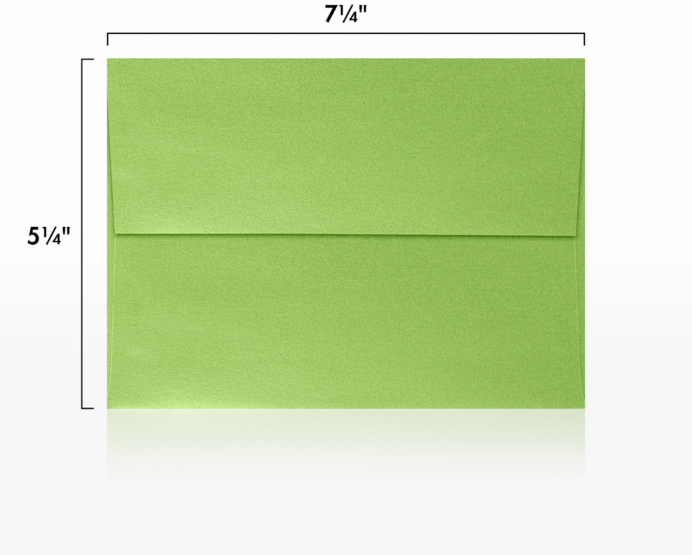 Lime Green Metallic 32lb A7 Invitation Envelopes (5 1/4 x 7 1/4) with Peel & Seal